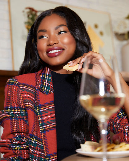 Eve Pocketed Plaid Blazer
