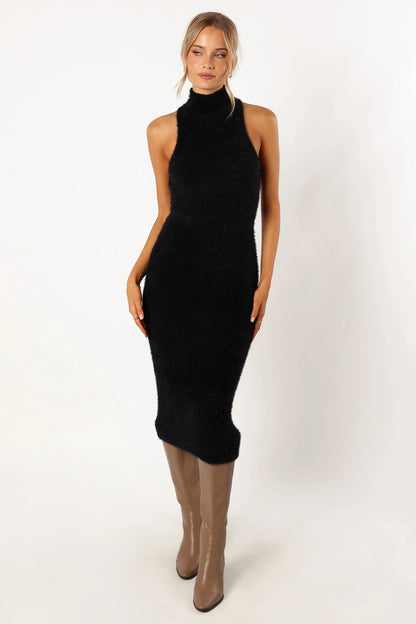 Sunni Turtleneck Midi Dress Black