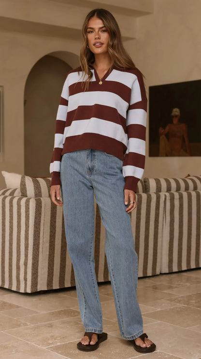 Kodi Sweater Blue Brown Stripe