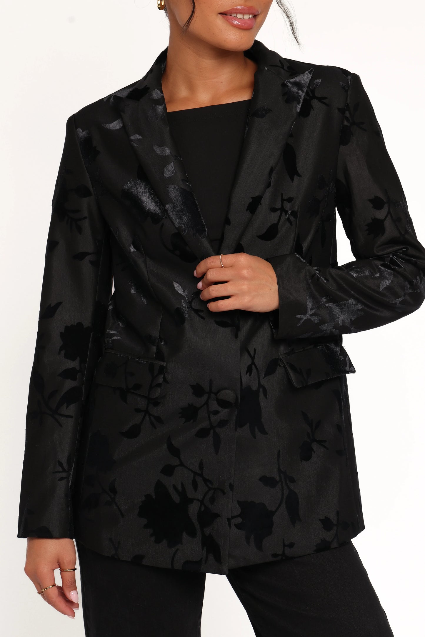 Ollie Burnout Blazer Black Velvet