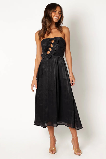 Mila Strapless Midi Dress Black