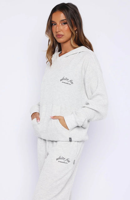 Moving Out Waffle Oversized Hoodie Light Grey Marle