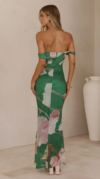 Lena Maxi Dress Green Floral