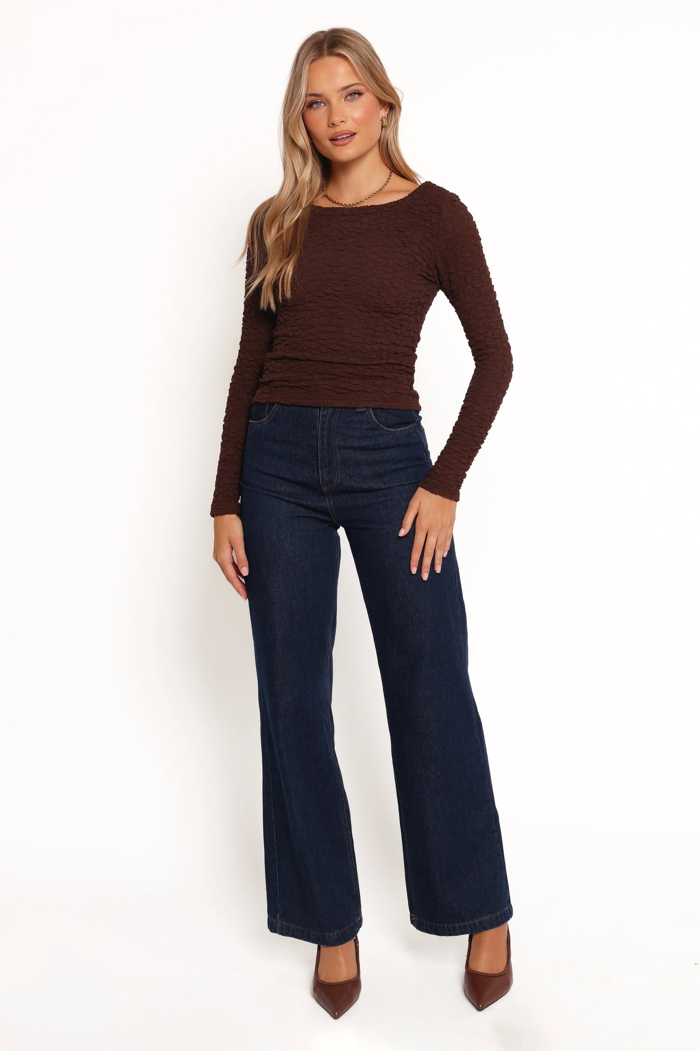 Warren Long Sleeve Top Brown