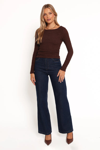 Warren Long Sleeve Top Brown