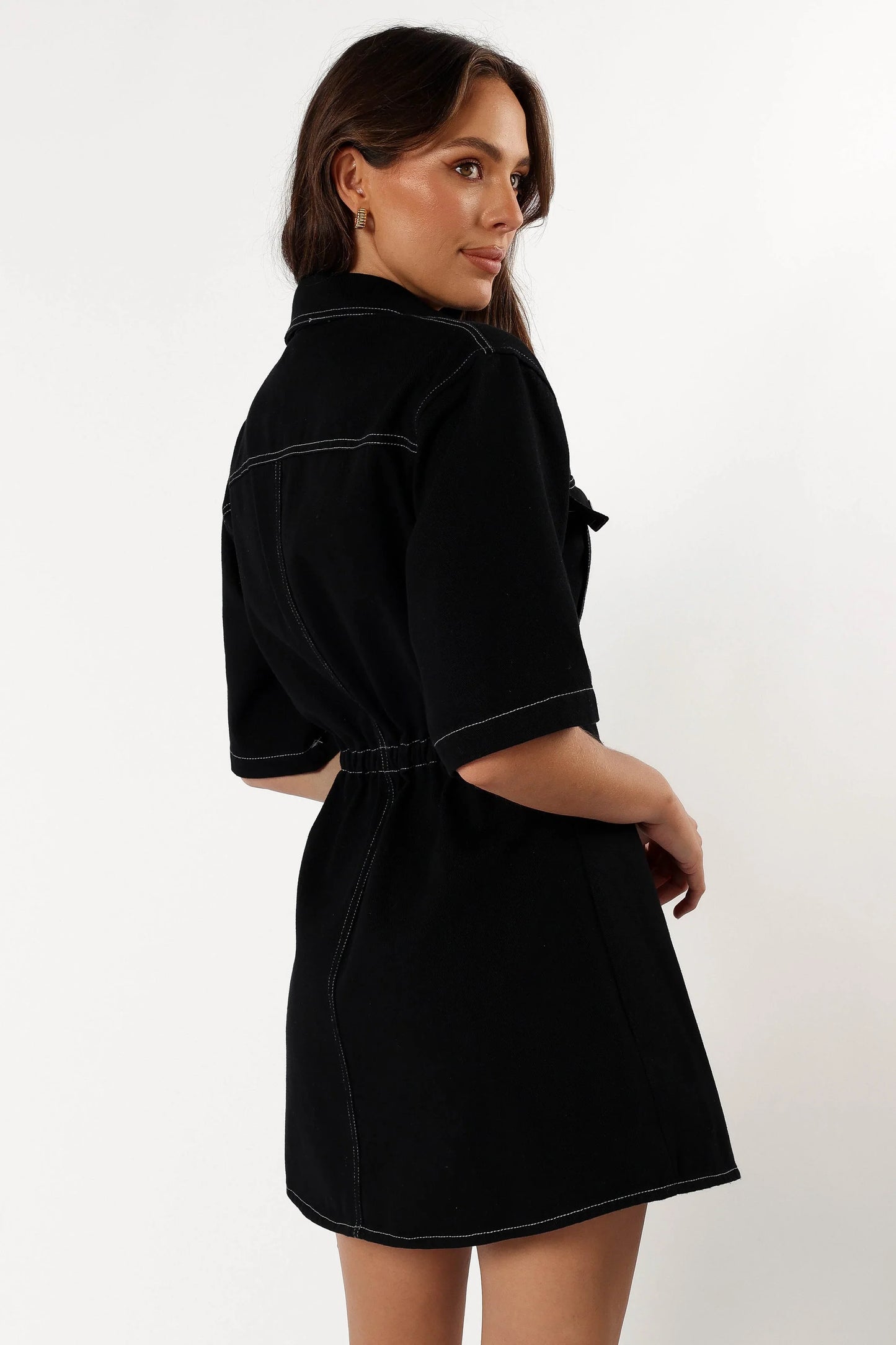 Hailey Denim Mini Dress Black