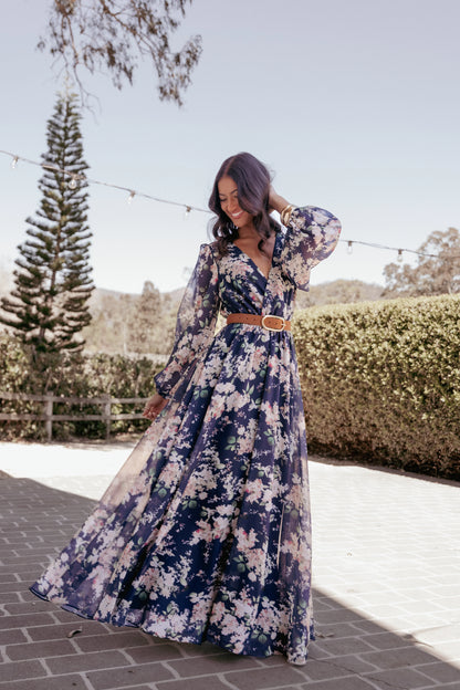 Anisa Maxi Dress Navy Floral
