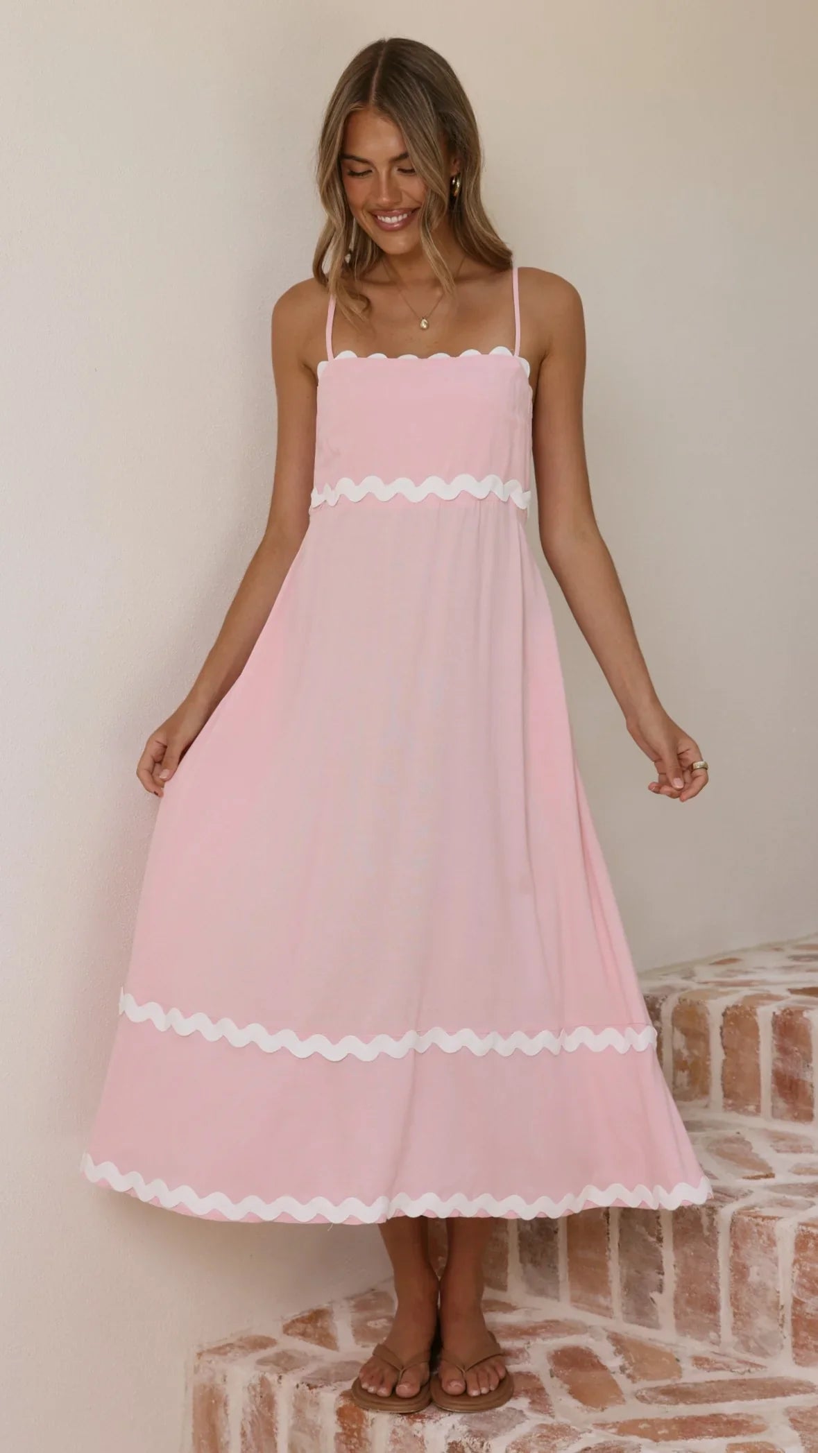 Seraphina Maxi Dress Pink White