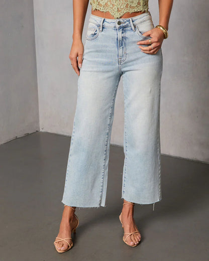 San Gabriel Super Stretch High Rise Cropped Wide Leg Jeans