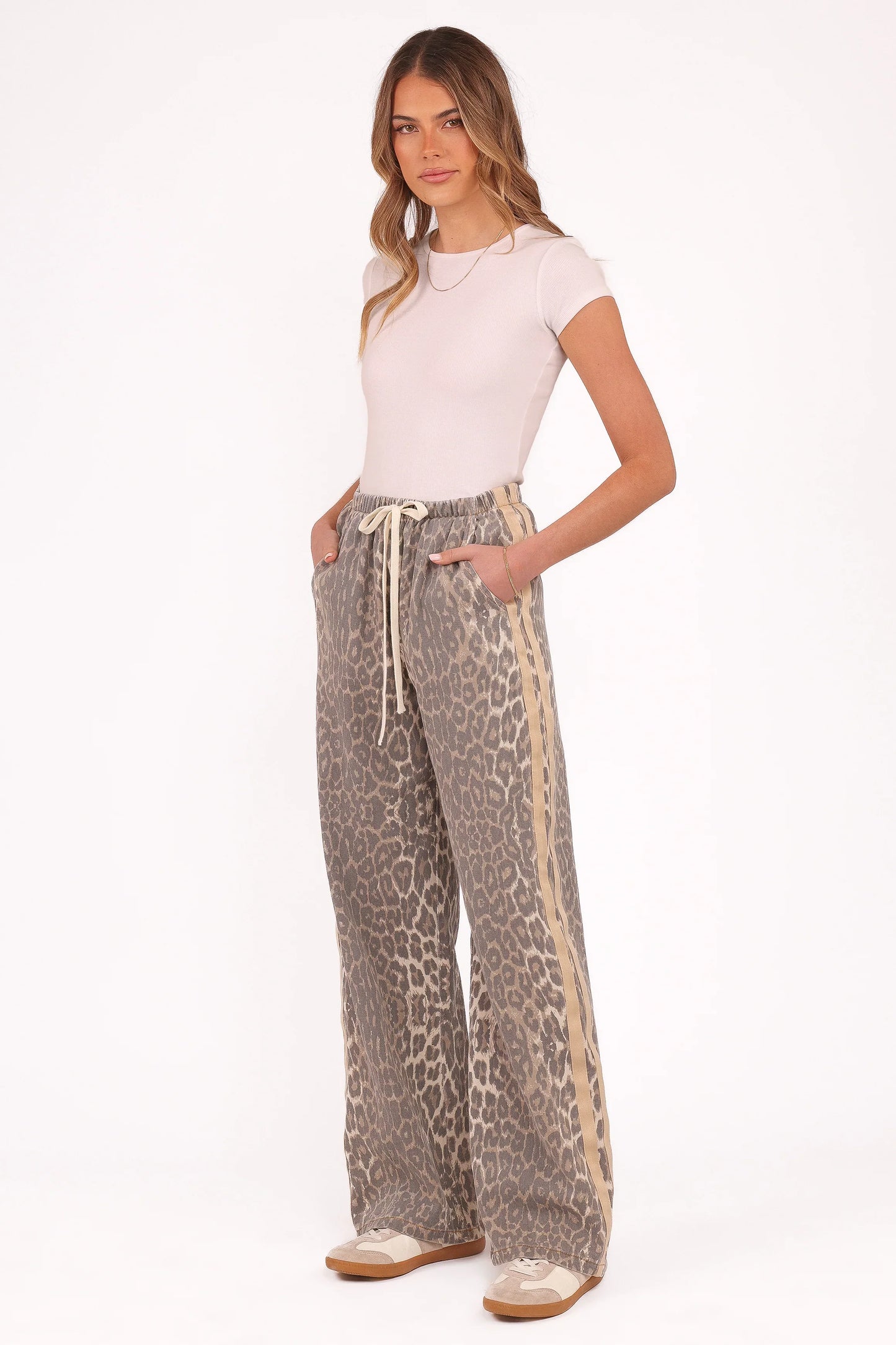Fletcher Denim Racer Pants Leopard