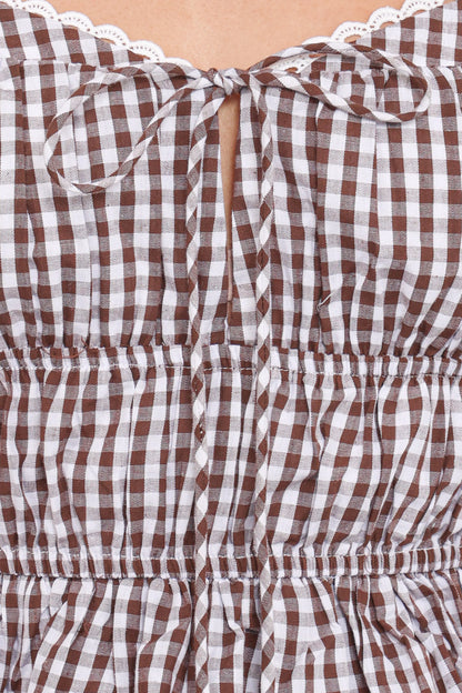 Saphia Top Brown Gingham