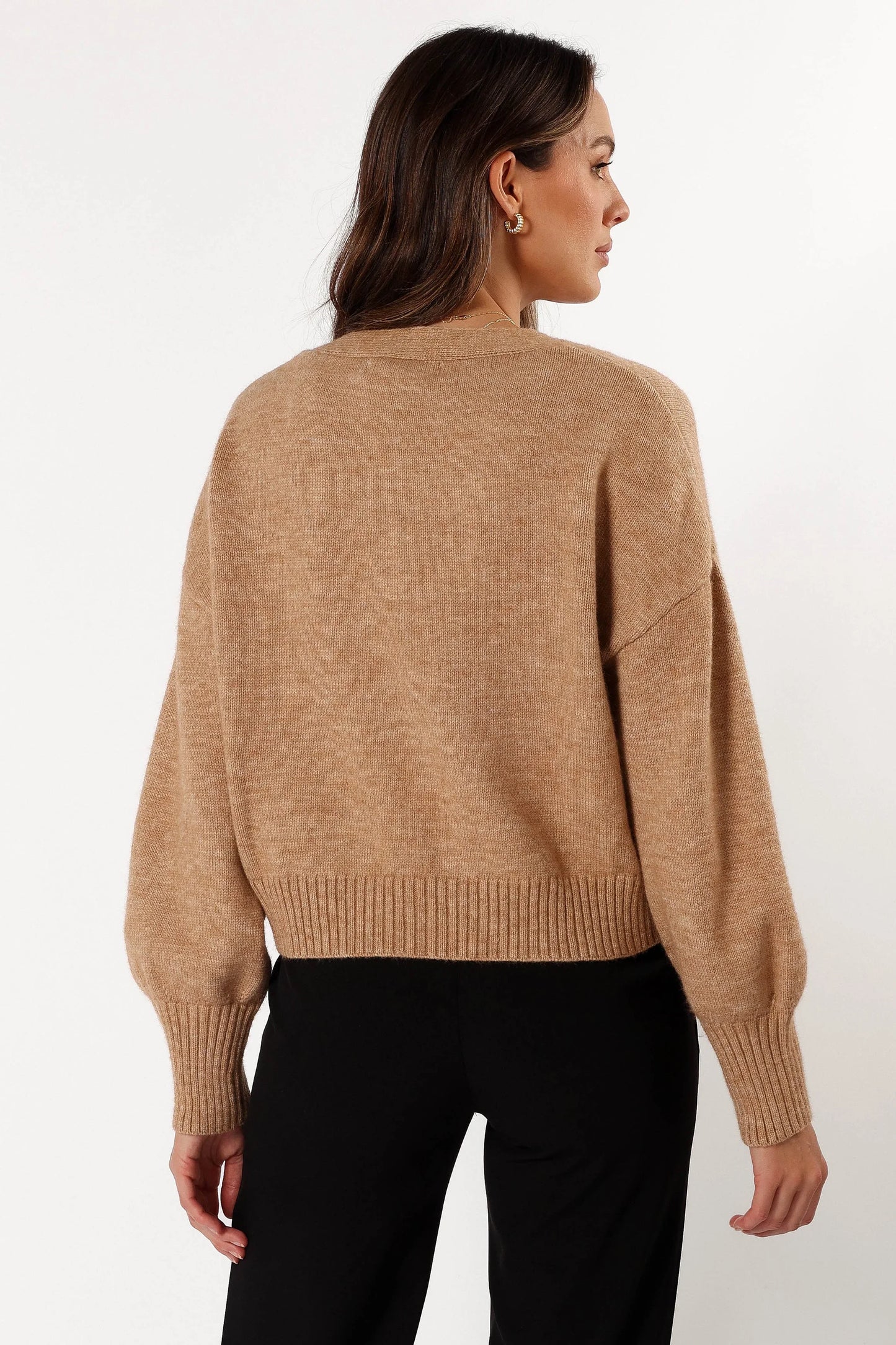 Isabel Button Front Cardigan Beige