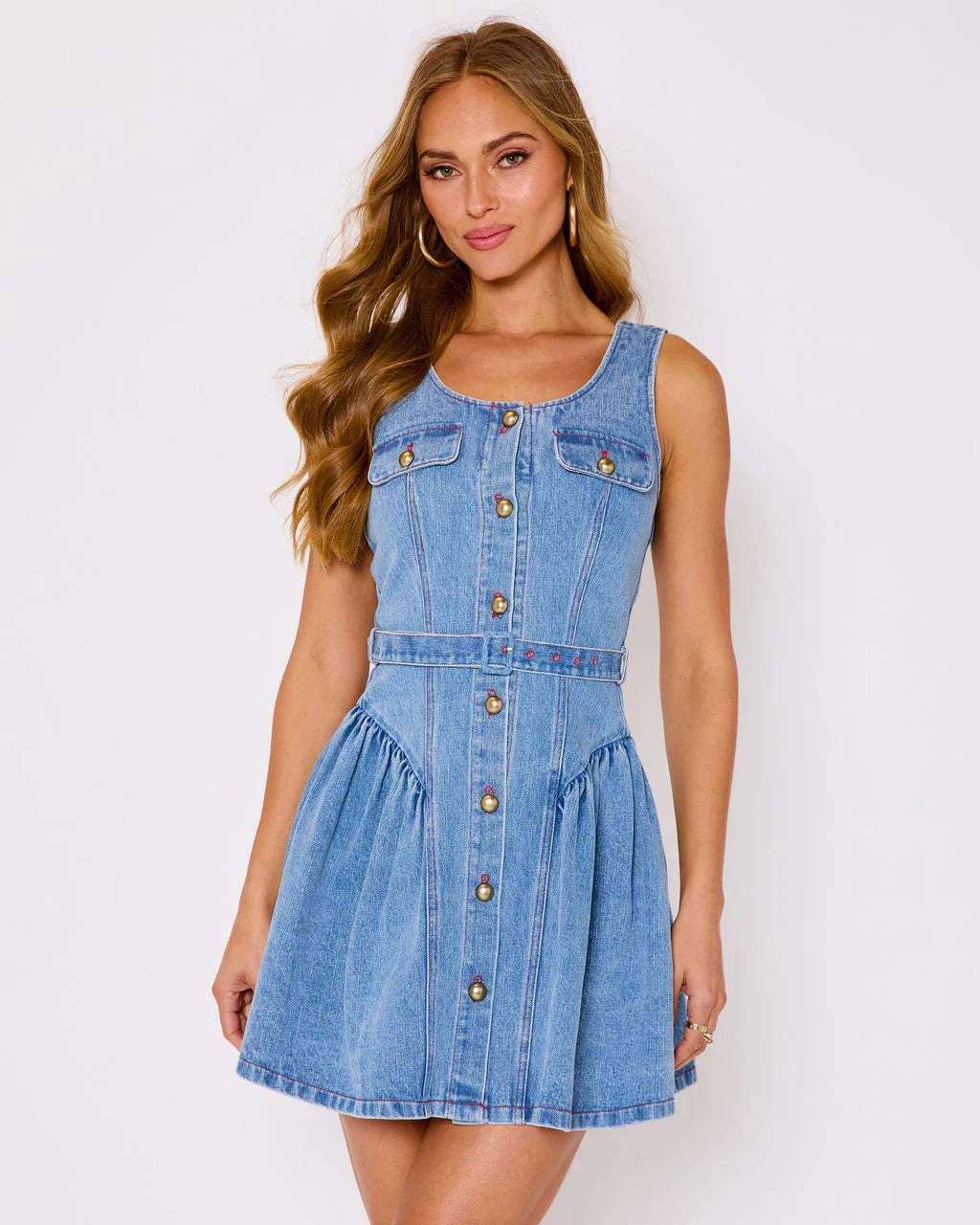 Laureline Belted Denim Mini Dress