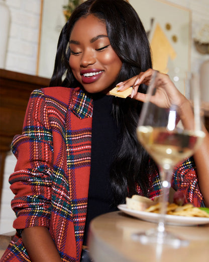 Eve Pocketed Plaid Blazer