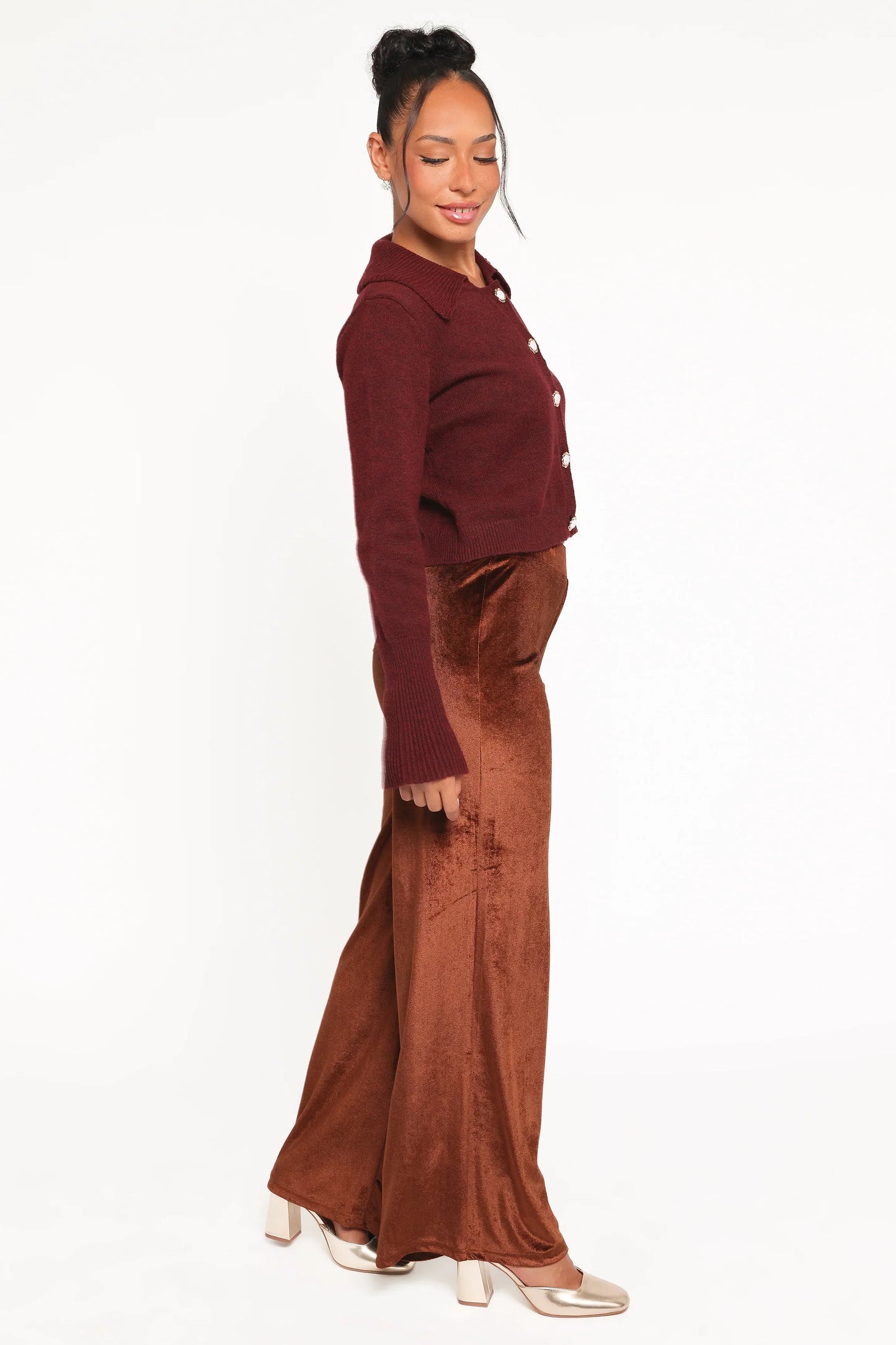 Riley Stretch Velvet Pant Chocolate