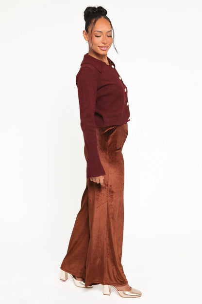 Riley Stretch Velvet Pant Chocolate
