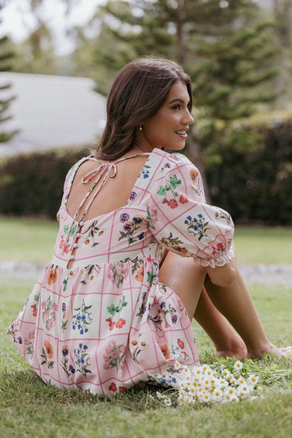 Floretta Puff Sleeve Romper Flora Tile