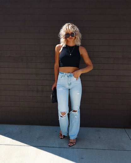 Jules High Rise Distressed 90S Flare Denim