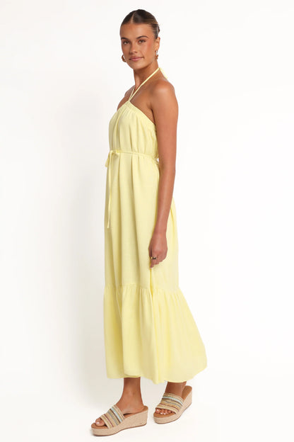 View Halterneck Maxi Dress Lemon