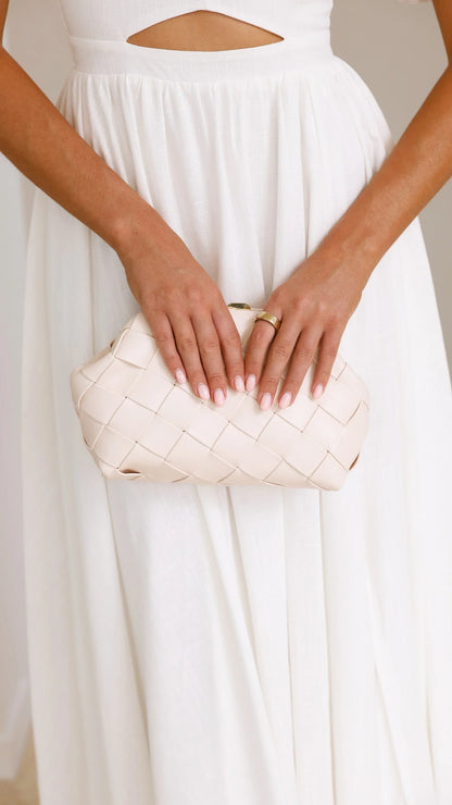 Vasanti Woven Clutch Beige