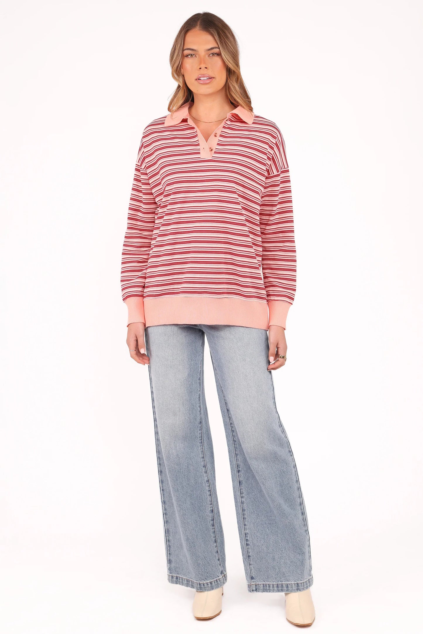 Beau Long Sleeve Jersey Top Pink Stripe