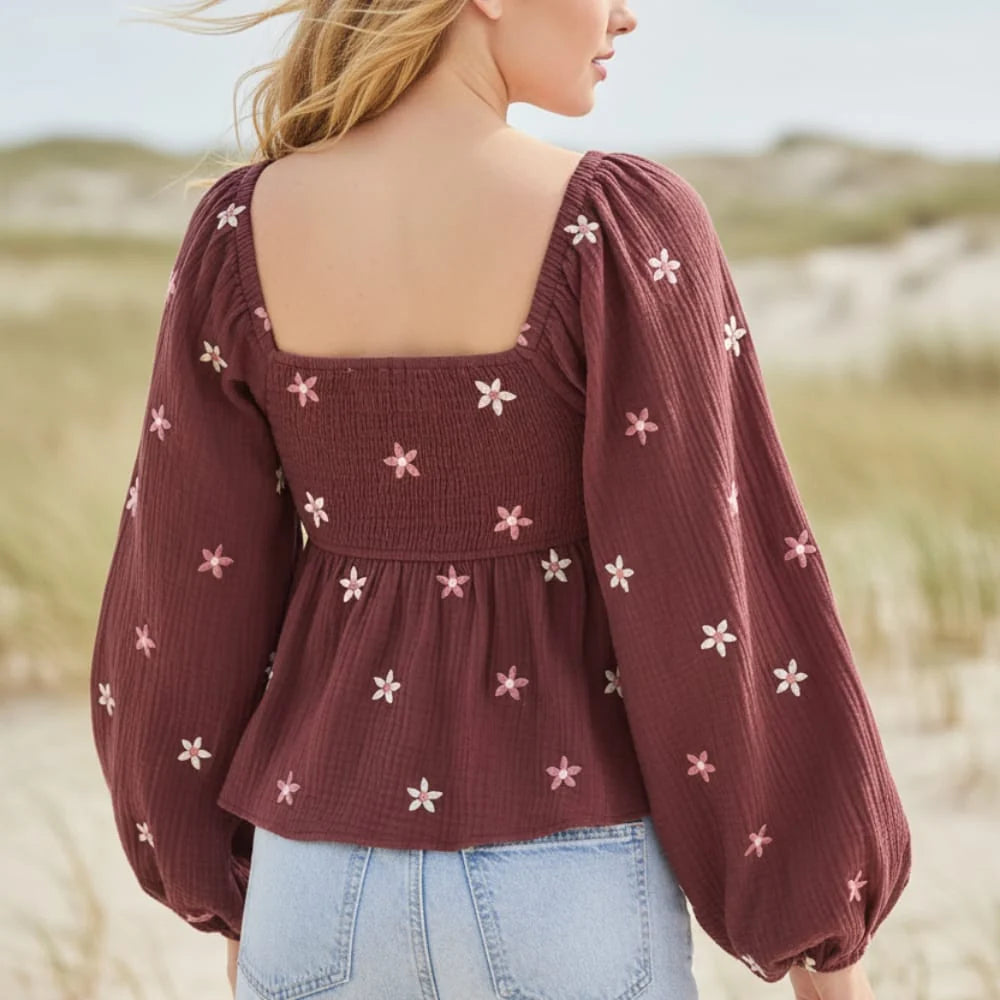 Boho Floral Print Peplum Top