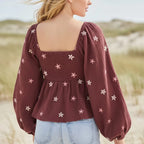 Boho Floral Print Peplum Top