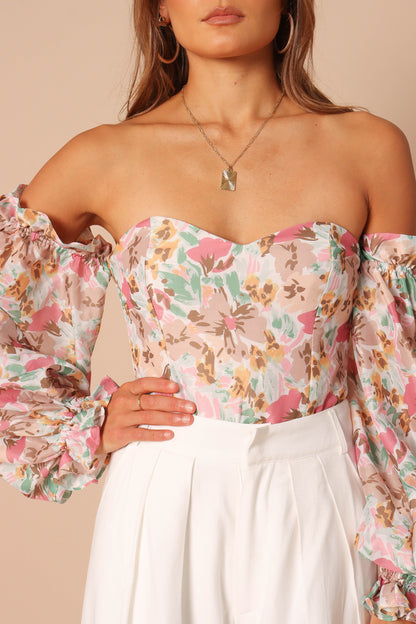 Acantha Bodysuit Beige Floral