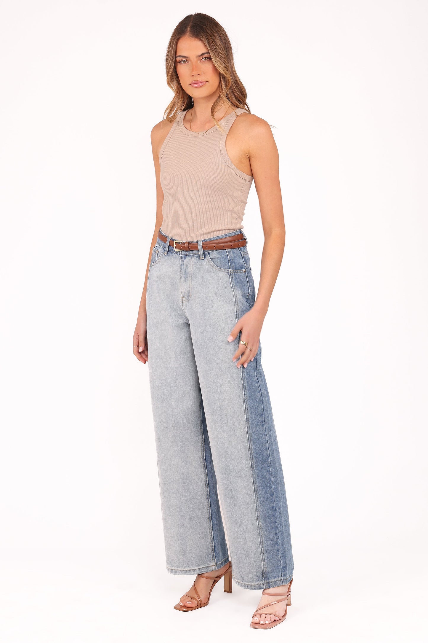 Yuri Wide Leg Jeans Two Tone Blue