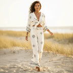 Boho Off White Kimono Wide Leg Pants Set