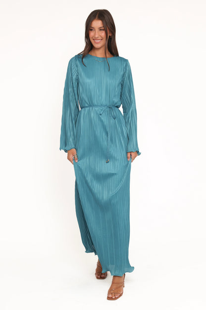 Armena Long Sleeve Maxi Dress Teal