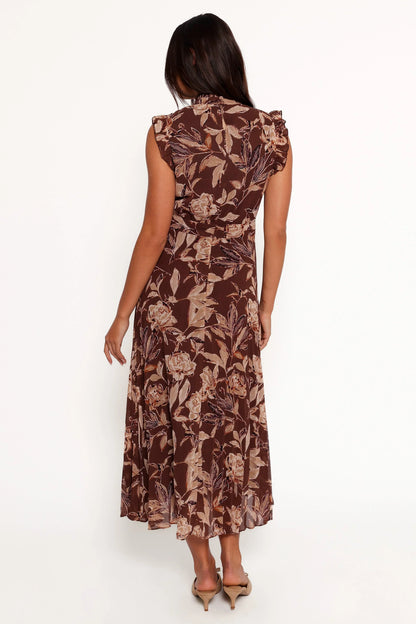 Delphine Maxi Dress Brown Floral