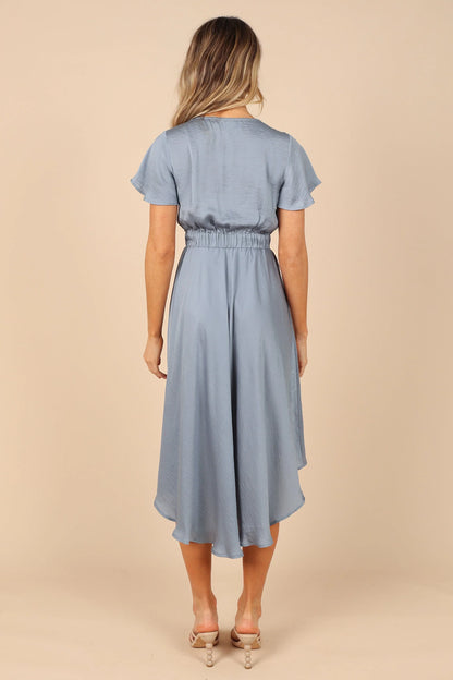 Amanda Hi Lo Tie Front Dress Blue