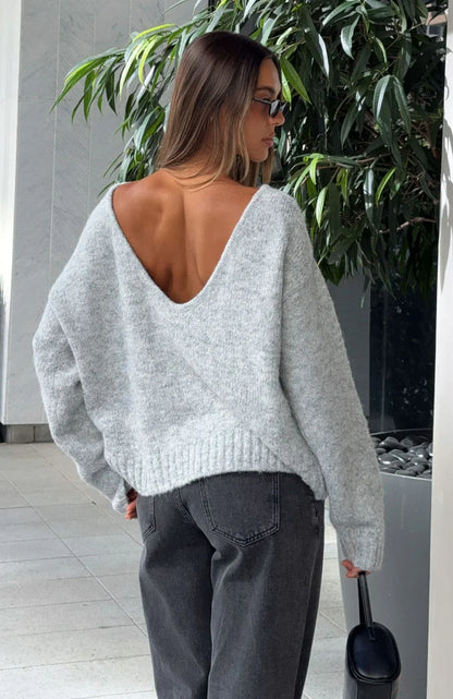 Softer Love Knit Sweater Grey Marle