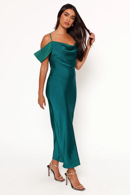 Reyna Off Shoulder Maxi Dress Emerald Green