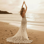 Boho Sweetheart Lace A Line Wedding Dress