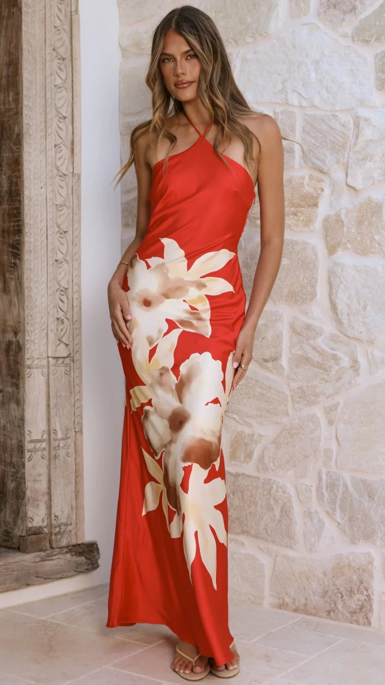 Alora Maxi Dress Red Floral