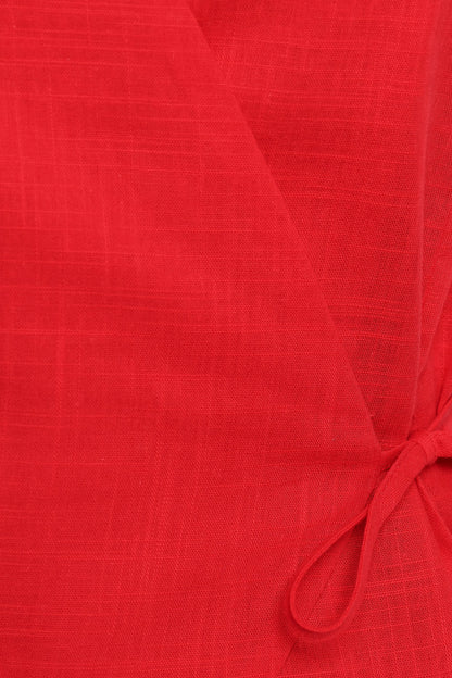 Vanni Wrap Front Linen Top Red