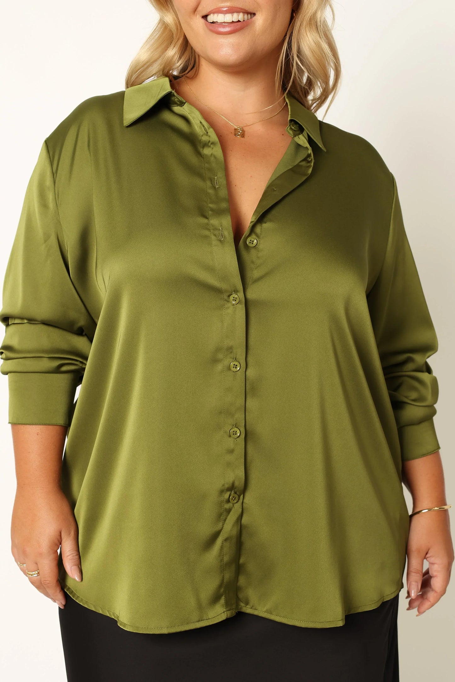 Narissa Satin Shirt Palm Green