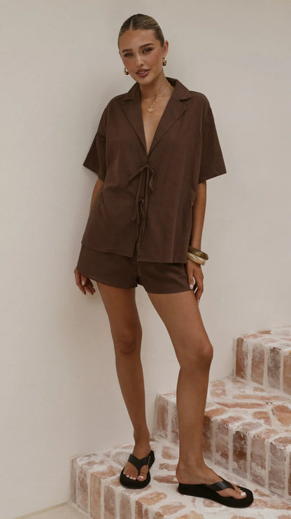 Vesper Top and Shorts Set Chocolate