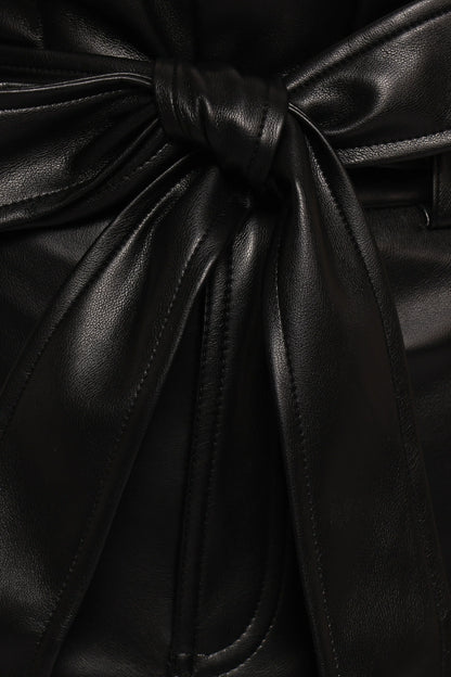 Franka Faux Leather Midi Skirt Black