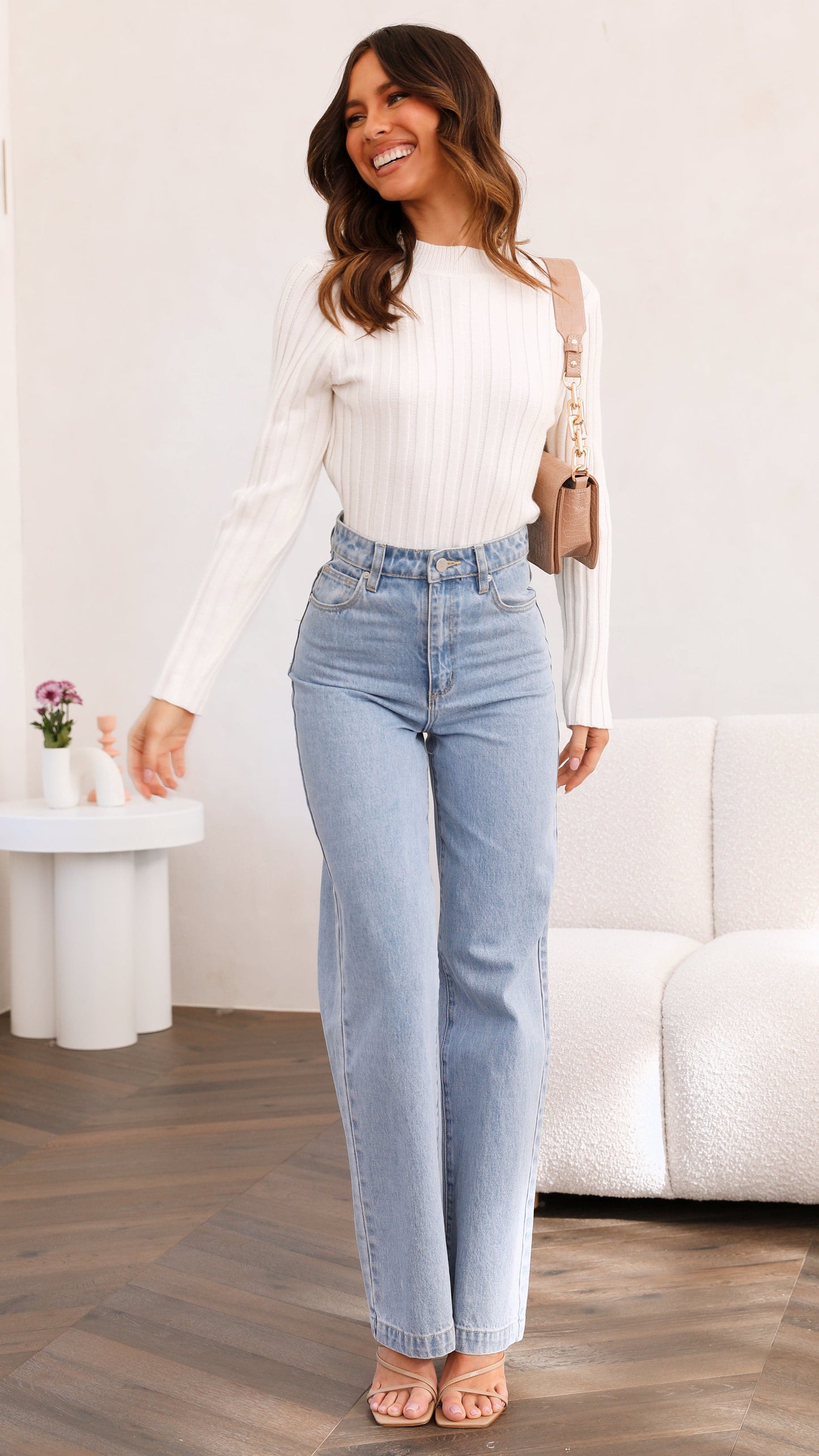 Imogen Long Sleeve Knit Crop White