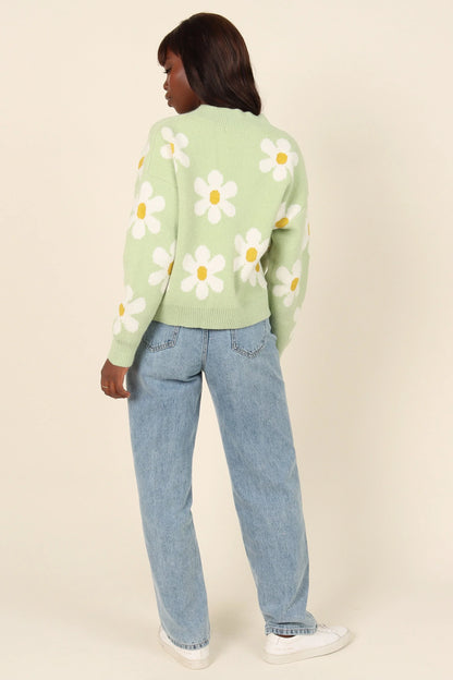 Daisy Cardigan Green