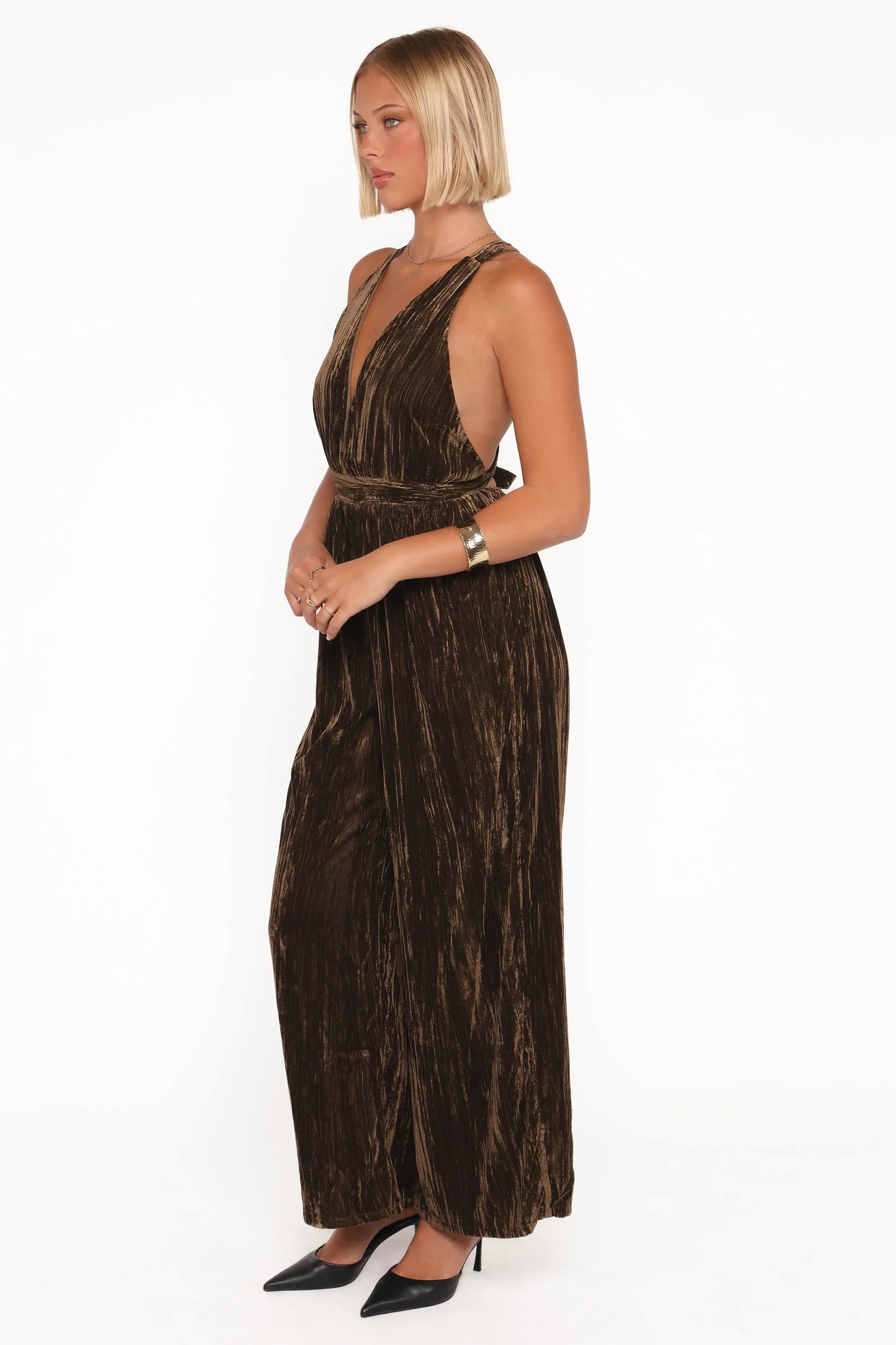 Melody Velvet Jumpsuit Mocha Olive
