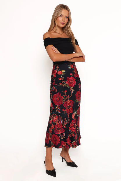 Evie Maxi Skirt Black Floral