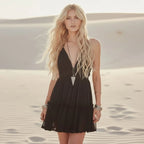 Boho Halter Backless Mini Dress