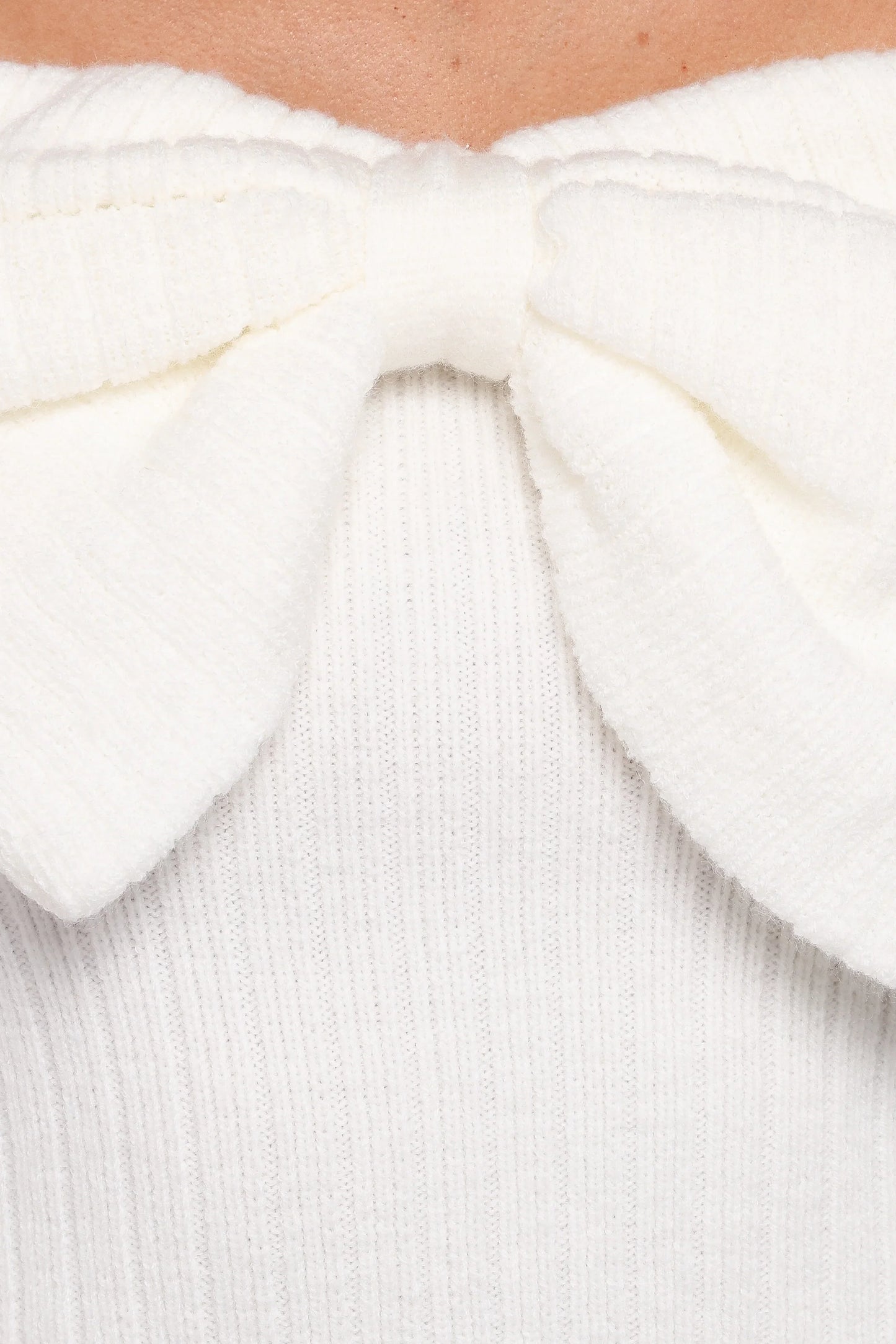 Helene Bow Off Shoulder Knit Sweater Ivory