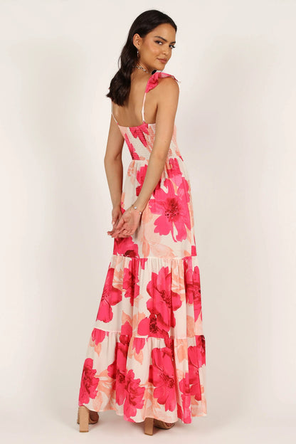 Tilly Shirred Maxi Dress Pink
