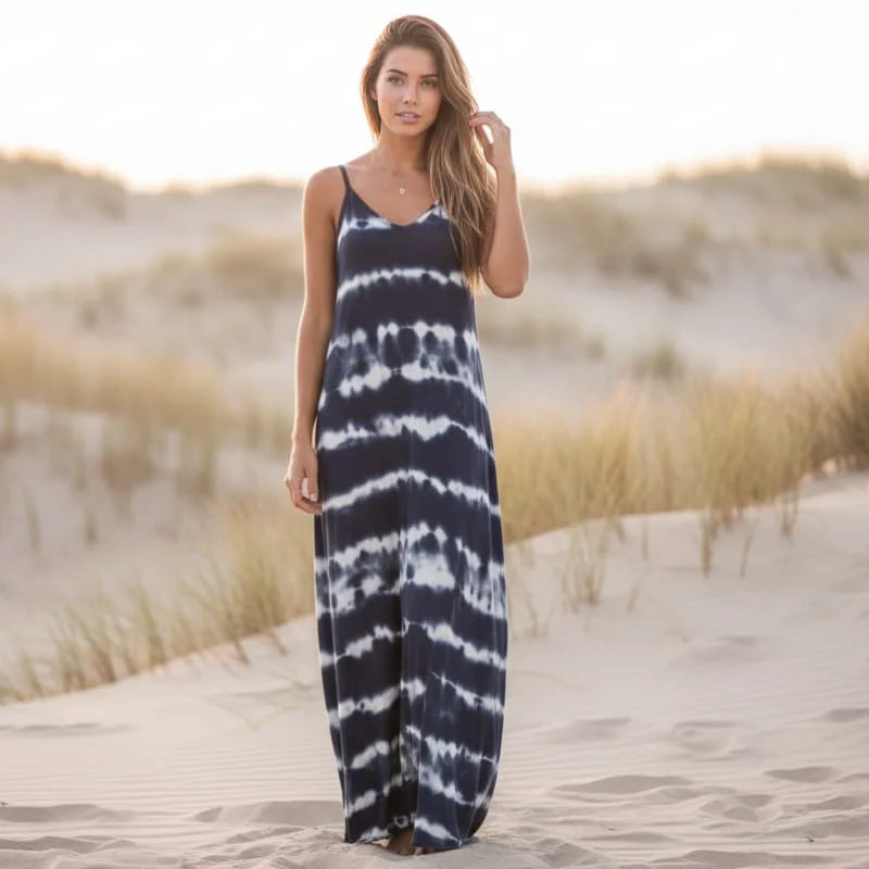 Casual Striped Sleeveless Maxi Dress