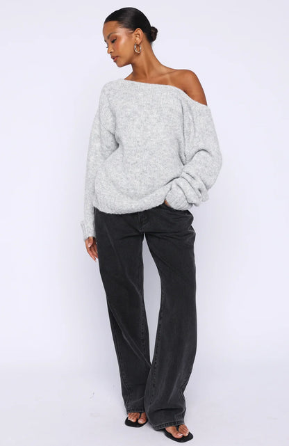 Softer Love Knit Sweater Grey Marle